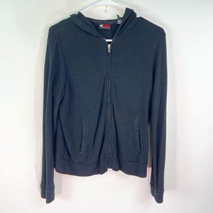 NY Jeans Hoodie Adult Size Small Black Full Zip Pockets